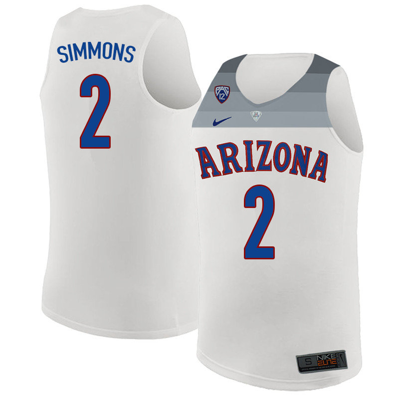 2018 Men #2 Kobi Simmons Arizona Wildcats College Basketball Jerseys Sale-White